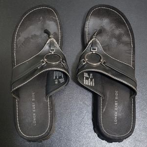 VTG 90s Lower East Side Black Chunky Lug Sole Jammer Platform Sandals Womens 8.5